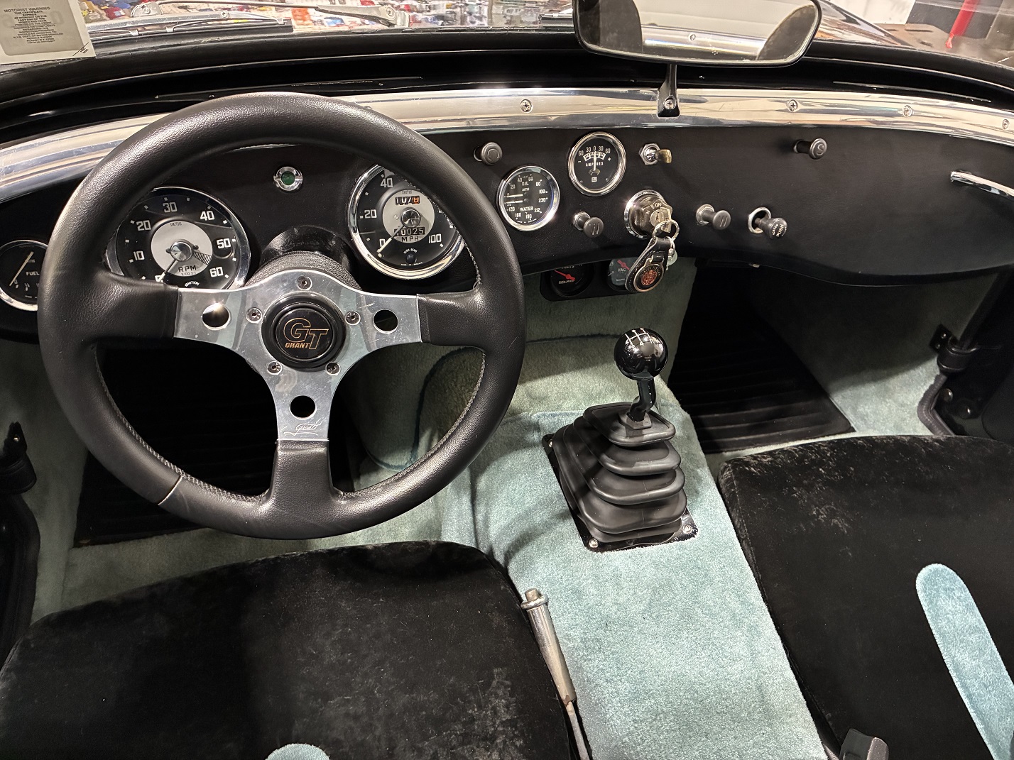 Overall view of dashboard and interior.
